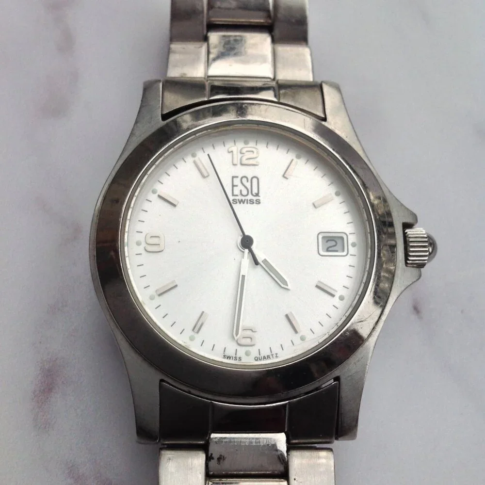 ESQ Movado Swiss Date Window Watch  E5063 Classic Styling